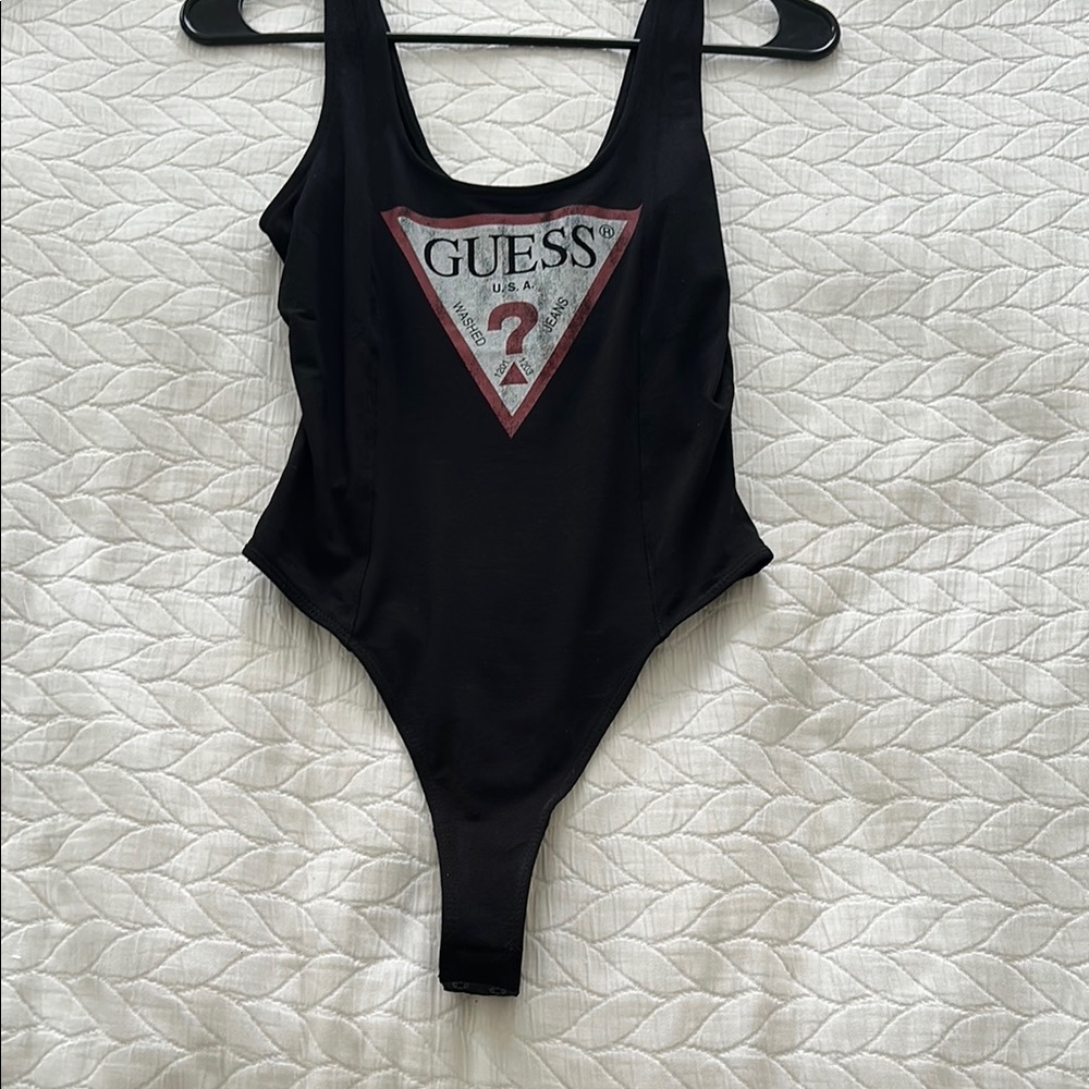 Guess Black and Red Logo Bodysuit